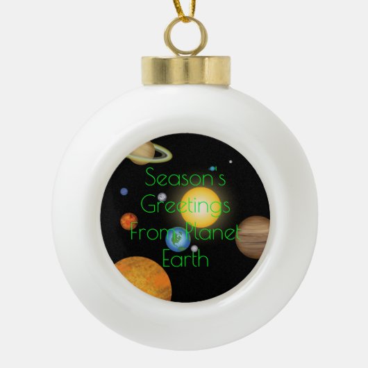 Seizoensgroeten van Planet Earth vieren kerstmis Keramische Bal Ornament (Voorkant)