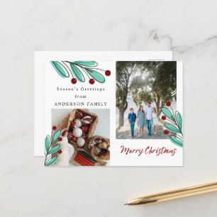 Seizoensgroeten Veerkerstfotofeestdag Briefkaart