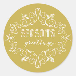 Seizoensgroeten Vintage Deco Loof Holiday Ronde Sticker