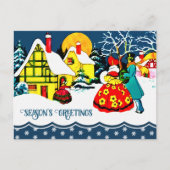 Seizoensgroeten. Vintage-kerstscène Feestdagenkaart (Voorkant)
