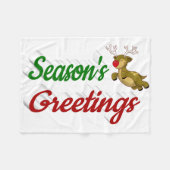Seizoensgroeten Vliegende Rendieren Kerstscript Fleece Deken (Voorkant (Horizontaal))