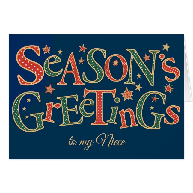 Seizoensgroeten voor Niece Red Green Polkas (Voorkant Horizontaal)