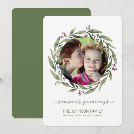 Seizoensgroeten Watercolor Wreath Kerstkaart