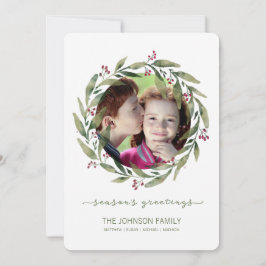 Seizoensgroeten Watercolor Wreath Kerstkaart
