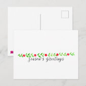 Seizoensgroeten, waterverf kerstbanner briefkaart (Voorkant / Achterkant)