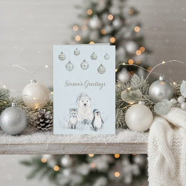 Seizoensgroeten Winter Arctische Dieren Feestdagen Kaart