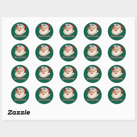 Seizoensgroeten - Winter Kerstman Ronde Sticker (Vel)
