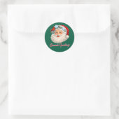 Seizoensgroeten - Winter Kerstman Ronde Sticker (Tas)