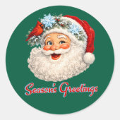 Seizoensgroeten - Winter Kerstman Ronde Sticker (Voorkant)