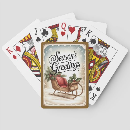 Seizoensgroeten Winter Slede Pokerkaarten (Achterkant)