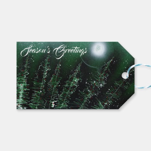 Seizoensgroeten Wintergreen Cadeaulabel (Voorkant (Horizontaal))