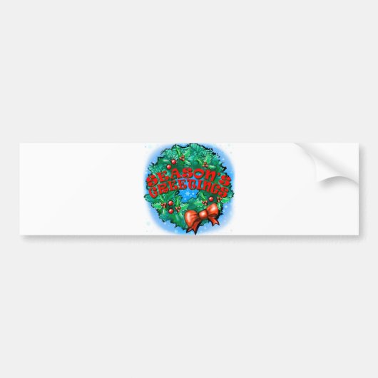 Seizoensgroeten Wreath Bumpersticker (Voorkant)