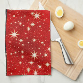 Seizoensgroeten - Zwarte, rode en gouden kerst Theedoek (Quarter Fold)