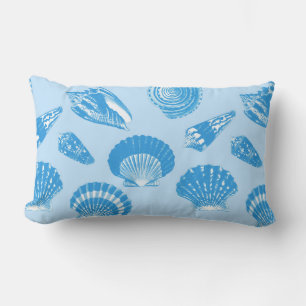 Seizoenshellen - Cerulean blue en white Kussen