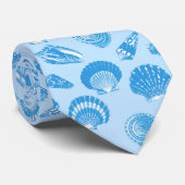 Seizoenshellen - Cerulean blue en white Stropdas (Opgerold)