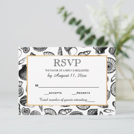 Seizoenshells Beach Wedding Response RSVP (Staand voorkant)