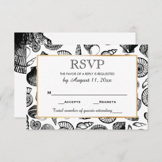 Seizoenshells Beach Wedding Response RSVP (Voorkant / Achterkant)