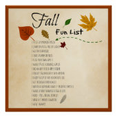 Seizoensherfstoogactiviteiten herfst Fun List Poster (Voorkant)