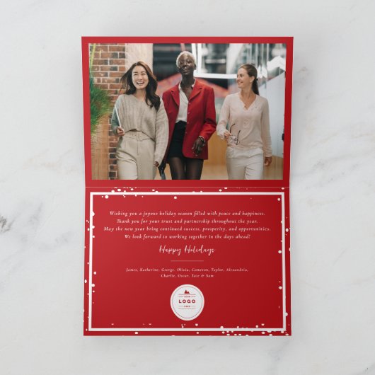 Seizoenskinderen Klassieke zegelfotobusiness Feestdagen Kaart (Binnen)