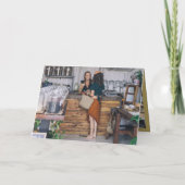 Seizoenskinderen Klassieke zegelfotobusiness Feestdagen Kaart (Achterkant)