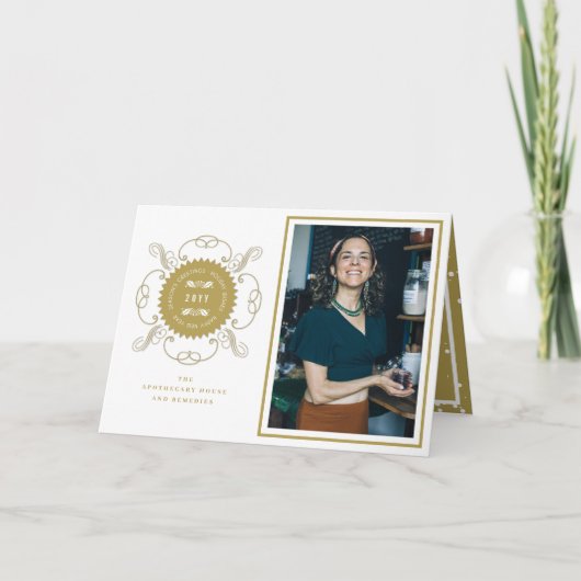 Seizoenskinderen Klassieke zegelfotobusiness Feestdagen Kaart (Voorkant)