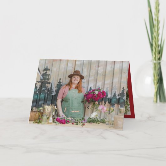 Seizoenskinderen Klassieke zegelfotobusiness Feestdagen Kaart (Achterkant)