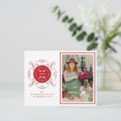 Seizoenskinderen Klassieke zegelfotobusiness Feestdagenkaart (Staand voorkant)