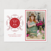 Seizoenskinderen Klassieke zegelfotobusiness Feestdagenkaart (Voorkant)