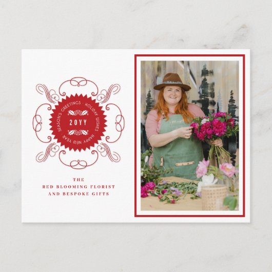 Seizoenskinderen Klassieke zegelfotobusiness Feestdagenkaart (Voorkant)