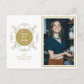 Seizoenskinderen Klassieke zegelfotobusiness Feestdagenkaart (Voorkant)