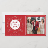 Seizoenskinderen Klassieke zegelfotobusiness Feestdagenkaart (Voorkant)