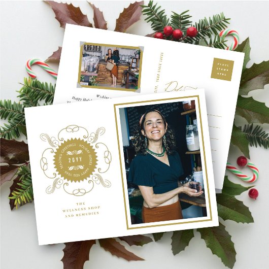 Seizoenskinderen Klassieke zegelfotobusiness Feestdagenkaart