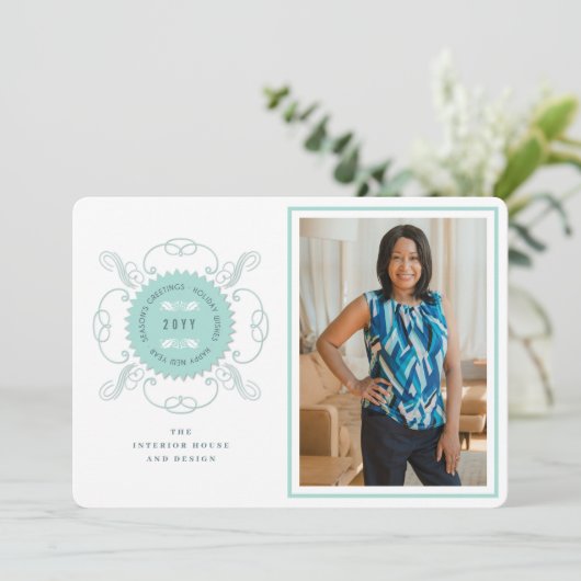 Seizoenskinderen Klassieke zegelfotobusiness Feestdagenkaart (Staand voorkant)