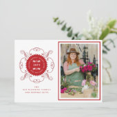 Seizoenskinderen Klassieke zegelfotobusiness Feestdagenkaart (Staand voorkant)