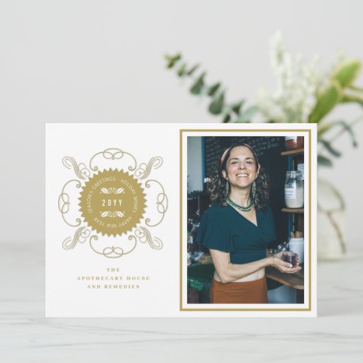 Seizoenskinderen Klassieke zegelfotobusiness Kaart (Staand voorkant)