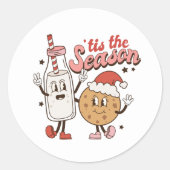 Seizoensmelk koekjes woordherleiding ronde sticker (Voorkant)