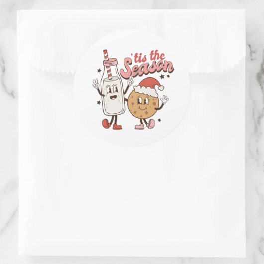 Seizoensmelk koekjes woordherleiding ronde sticker (Tas)