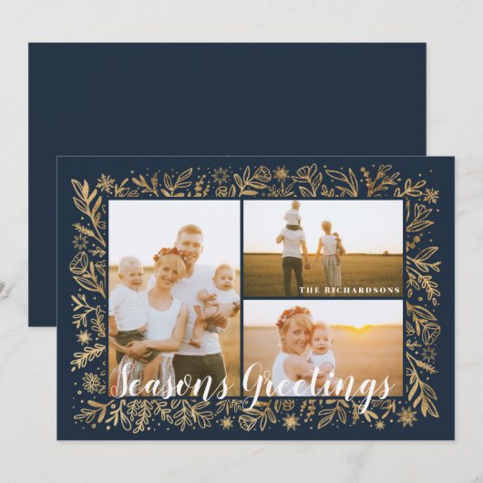 Seizoensmokkelaars, zeemacht en goudvlokken feestdagenkaart (Voorkant / Achterkant)
