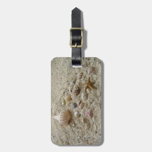 Seizoenspalen in de zand bagagelabel (Voorkant verticaal)