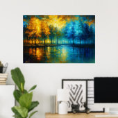 Seizoensreflecties - Herfstgoud ontmoet Winter Poster (Thuiskantoor)