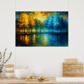 Seizoensreflecties - Herfstgoud ontmoet Winter Poster (Keuken)