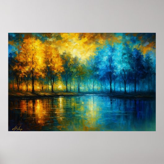 Seizoensreflecties - Herfstgoud ontmoet Winter Poster (Voorkant)