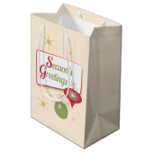 Seizoensroetsstijl kerstmis medium cadeauzakje (Achterkant Gekanteld)