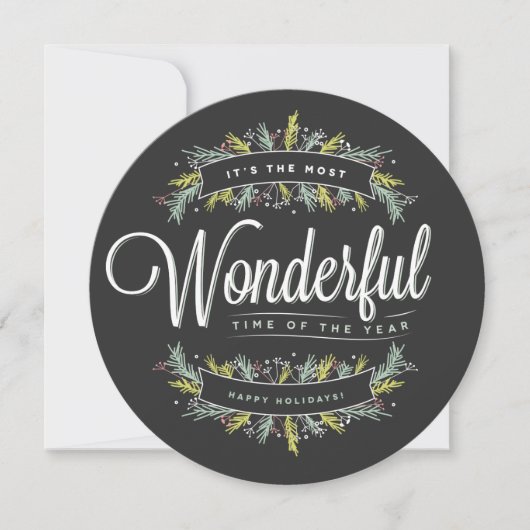 Seizoensspranken Ronde Kerstkaart (Voorkant)