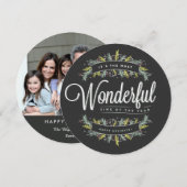 Seizoensspranken Ronde Kerstkaart (Voorkant / Achterkant)