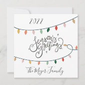 Seizoensstoen kerstlichten 3 Foto Feestdagenkaart (Voorkant)