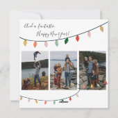 Seizoensstoen kerstlichten 3 Foto Feestdagenkaart (Achterkant)