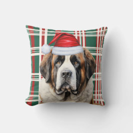 Seizoenstal Saint Bernard-hond geruit Kerstmis Kussen
