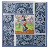 Seizoenstegels: Spring van Kate Greenaway Repro 18 Tegeltje (Voorkant)