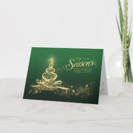Seizoensvakantie-Kaart | Groen Faux Gold Feestdagen Kaart